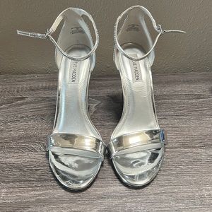 Metallic Silver Wedge Sandals